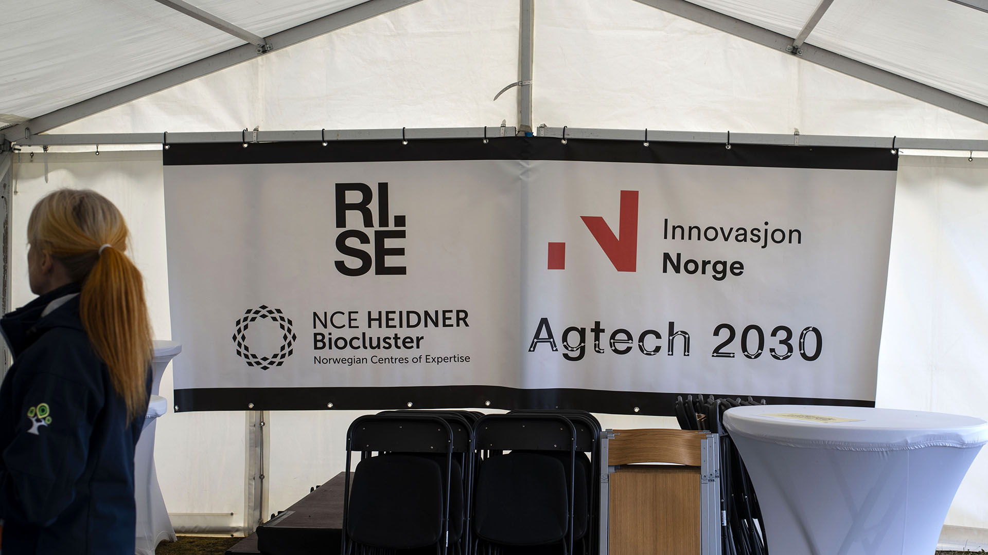 Banderoll med Innovasjon Norge, RISE, NCE Heidner Biocluster och Agtech 2030